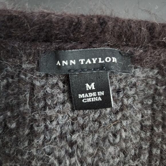 Ann Taylor Rabbit Hair Alpaca Wool Striped Crew Neck Sweater | Women's Medium - Picture 11 of 13